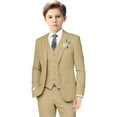 thumbnail image 1 of Boys Linen Suits for Kids Summer Slim Fit 3 Piece Beach Wedding Outfit Light Weight Tuxedo Linen Suit Set, 1 of 5