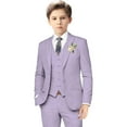 thumbnail image 1 of Boys Linen Suits for Kids Summer Slim Fit 3 Piece Beach Wedding Outfit Light Weight Tuxedo Linen Suit Set, 1 of 5