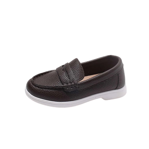 Boys Loafer Shoes Round Toe Slip on Soft Sole Comfort Casual Dress School Walking Loafers for Toddler Little Big Kids Brown 32