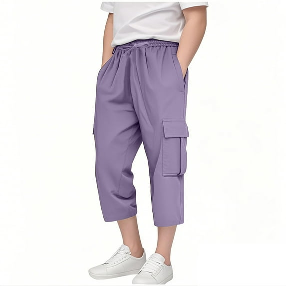 Boys Long Cargo Shorts for Boys, Below Knee Length Cargo Shorts 3/4 Pants Boys Uniform Shorts