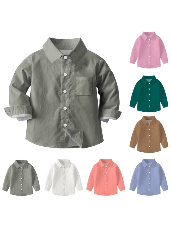 Boys' Long Sleeve Button Down Cute Rabbit Casual Dress Easter Shirt Church Wedding Family Photos Holiday Outfit