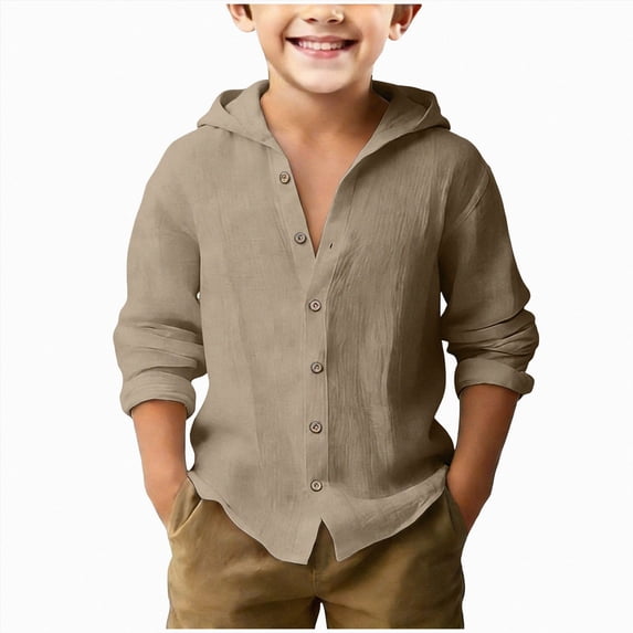 Boys' Long Sleeve Button Down Toddler Dress Shirt Uniform Shirt With Chest Pocket 6-12 Months 12-24 Months 2t 3t 4t 5t 6t 7t 8t 9t Children Brown 12-13 Years