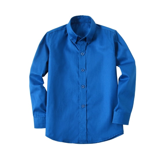 Boys Long Sleeve Collared Button Down Uniform Casual Dress Shirt, Solid Gentleman's School Uniform Shirt,Multiple colors to choose from,Size 4-14