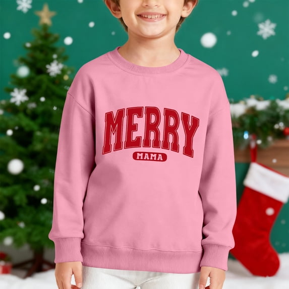Boys Long Sleeve Crewneck Letter Print Sweatshirt Soft Casual Pullover Top For Kids Fall Winter Holiday Outfit
