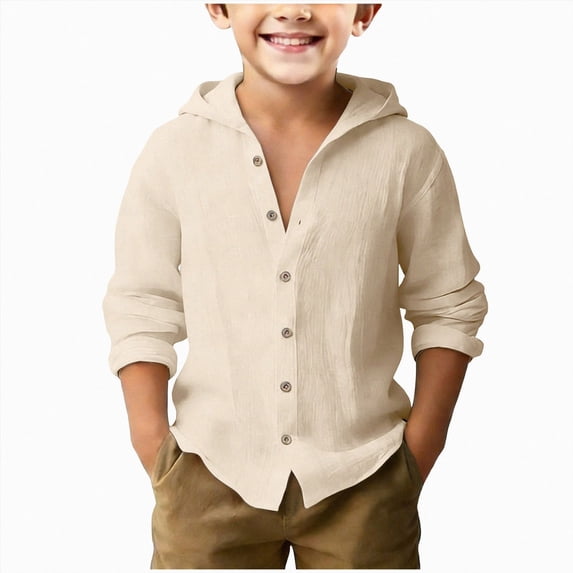 Boys Long Sleeve Dress Shirt Button Down Shirt School Uniform Formal Shirt With Chest Pocket 6-12 Months 12-24 Months 2t 3t 4t 5t 6t 7t 8t 9t Children Beige 13-14 Years