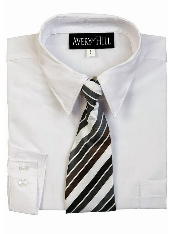 Boys Long Sleeve Dress Shirt with Windsor Tie