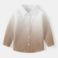 thumbnail image 1 of Boys Long Sleeve Dress Shirts Gradient Color Button Up Collared Shirt Chest Pocket for Toddler and Boy 6M-8T (3-4 Years, Coffee), 1 of 7