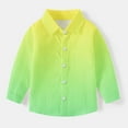 thumbnail image 1 of Boys Long Sleeve Dress Shirts Gradient Color Button Up Collared Shirt Chest Pocket for Toddler and Boy 6M-8T (3-4 Years, Green), 1 of 7