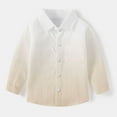 thumbnail image 1 of Boys Long Sleeve Dress Shirts Gradient Color Button Up Collared Shirt Chest Pocket for Toddler and Boy 6M-8T (5-6 Years, Beige), 1 of 7
