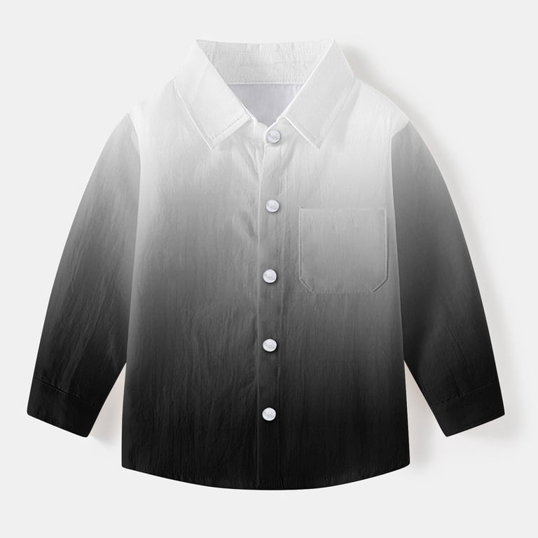 Boys Long Sleeve Dress Shirts Gradient Color Button Up Collared Shirt Chest  Pocket for Toddler and Boy 6M-8T (6-12 Months, Black) - Walmart.com