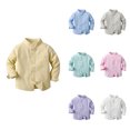 thumbnail image 1 of Boys Long Sleeve Dress Shirts Yellow Classic Collared Button Down Shirt Fashion School Uniform Clothes 12-13 Years, 1 of 8