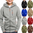 thumbnail image 1 of Boys' Long Sleeve Full Zip Hoodie With Front Pockets Teen Casual Hooded Sweatshirt Kids Spring Autumn Athletic Jackets Lightweight Outerwear Jackets, 1 of 5