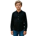 thumbnail image 1 of Boys Long Sleeve Henley Shirt, Button Up Top with Pocket, Lightweight Casual Tee for Kids 5-14, 1 of 5