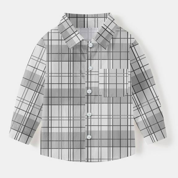 Boys Long Sleeve Oxford Dress Shirts Kids and Toddlers Casual Button Down Collared Shirt Blouses for 6M-8T (3-4 Years, Gray 01)