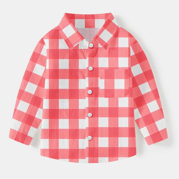 Boys Long Sleeve Oxford Dress Shirts Kids and Toddlers Casual Button Down Collared Shirt Blouses for 6M-8T (7-8 Years, Red)