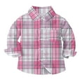 thumbnail image 1 of Boys' Long Sleeve Oxford Dress Shirts Kids and Toddlers Casual Button Up Collared Shirt Blouses for 6M-8T, 12-18 Months Pink 03, 1 of 7