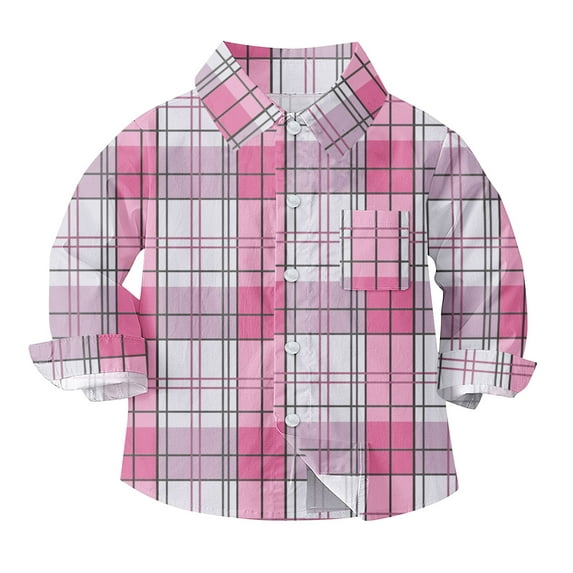 Boys' Long Sleeve Oxford Dress Shirts Kids and Toddlers Casual Button Up Collared Shirt Blouses for 6M-8T, 12-18 Months Pink 03