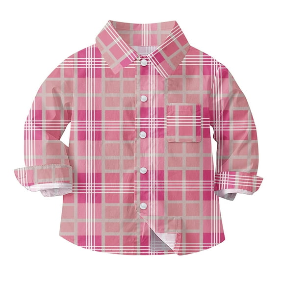 Boys' Long Sleeve Oxford Dress Shirts Kids and Toddlers Casual Button Up Collared Shirt Blouses for 6M-8T, 5-6 Years Pink 02