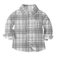 thumbnail image 1 of Boys' Long Sleeve Oxford Dress Shirts Kids and Toddlers Casual Button Up Collared Shirt Blouses for 6M-8T, 7-8 Years Gray 01, 1 of 7