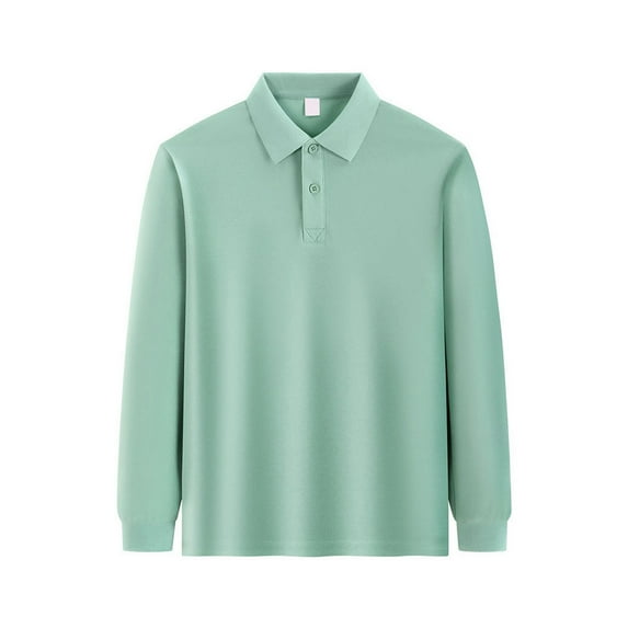 Boys Long Sleeve Pique Polo, School Uniform 6-10 Years, Comfortable, Button Closure Mint Green 120