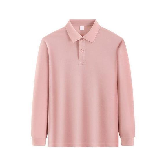 Boys Long Sleeve Pique Polo, School Uniform 6-10 Years, Comfortable, Button Closure Pink 130