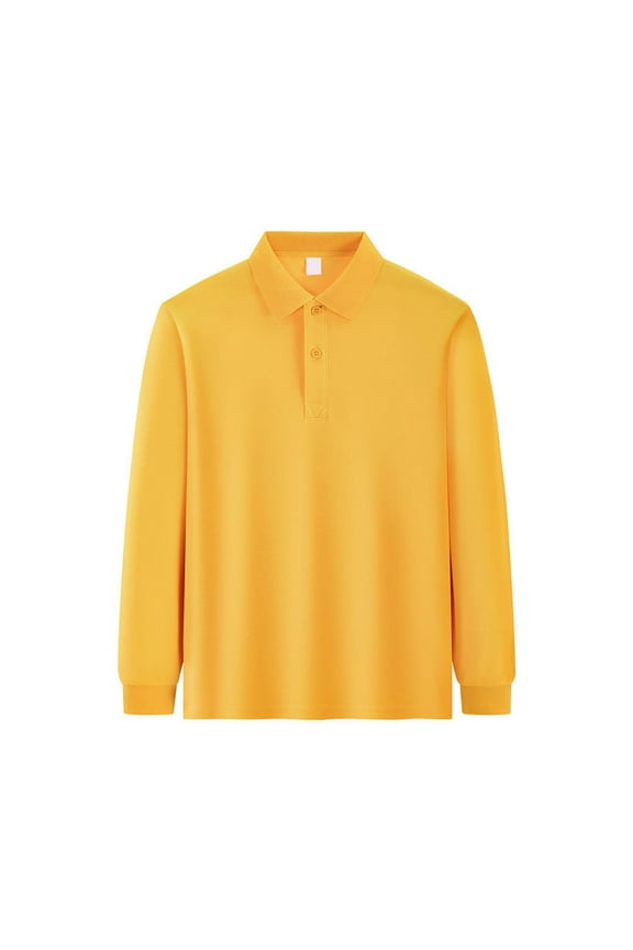 Boys Long Sleeve Pique Polo, School Uniform 6-10 Years, Comfortable, Button Closure​ Yellow 120