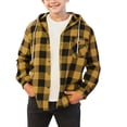 thumbnail image 1 of Boys Long Sleeve Plaid Shirt Jacket Kids Button Down Shirt Hoodies Lightweight Classic Collared Shacket with Pocket for 5-14 Years, 1 of 5