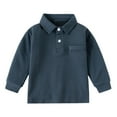 thumbnail image 1 of Boys Long Sleeve Polo Boys White T Shirt Boys' School Uniform Long Sleeve Polo Shirt Button Closure Fashion Polo Shirt Navy 2-3 Years, 1 of 4