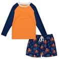 thumbnail image 1 of Boys Long Sleeve Rash Guard Swimsuit Kids Two-Pieces Bathing Suits Set, 1 of 6