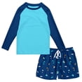 thumbnail image 1 of Lanbubble Boys Long Sleeve Rash Guard Swimsuit Kids 2-Pieces Bathing Suits Set, 1 of 6
