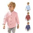 thumbnail image 1 of Boys Long Sleeve Shirts Classic Collared Button Down Fashion Uniform Shirts School Clothes Size 3-4 Years, 1 of 8