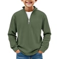 thumbnail image 1 of Boys Long Sleeve Shirts Quarter Zip Pullover Sweater Casual Collared Tops Fall Ribbed Sweatshirts Army Green 3 Years-4 Years, 1 of 6