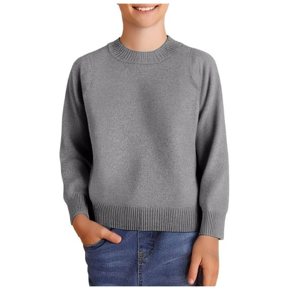 Boys Long Sleeve Shirts Size 10-12 Toddler Christmas Sweater Boys Sweaters Kids Crewneck Long Sleeve Knit Pullover Sweater Cotton Uniform Sweater Grey 12-18 Months