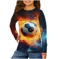 thumbnail image 1 of Boys Long Sleeve Soccer Print T-Shirt Round Neck, Soft Breathable Casual Pullover Top for Sports Fans, for 3-14 Years, 1 of 3