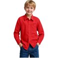 thumbnail image 1 of Boys' Long Sleeve Solid Button-Down Collared Oxford Shirt with Chest Pocket 5- 14 Years, 1 of 9