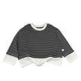 thumbnail image 1 of Boys' Long Sleeve Striped Shirt Black White Faux Two Piece Top Soft Polyester Loose Fit for Kids Kids Youth,Size 3-4 T, 1 of 4