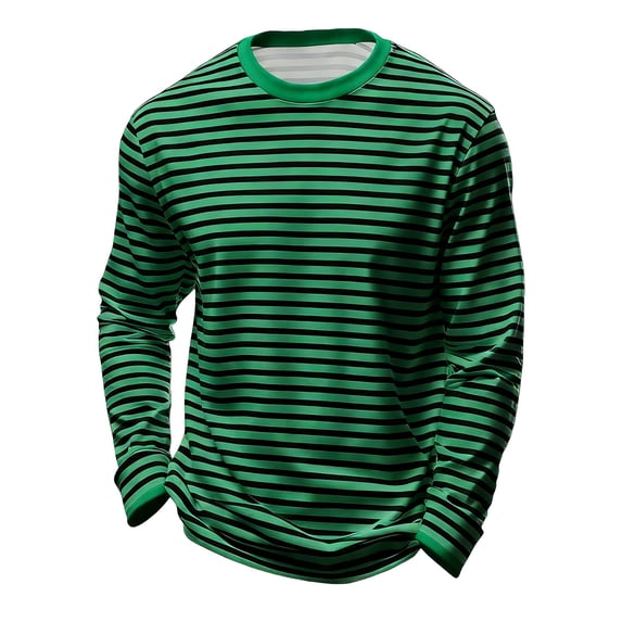 Boys Long Sleeve Striped Shirts Boys Shirts Size 14-16 White Casual Crewneck Pullover Tops Basic Tee Shirt Kids Clothes(Size 5-6 Years,2-Green)
