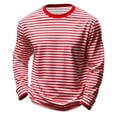 thumbnail image 1 of Boys Long Sleeve Striped Shirts T Shirts for Boys Cotton Casual Crewneck Pullover Tops Basic Tee Shirt Kids Clothes(Size 7-8 Years,1-Red), 1 of 6