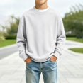 thumbnail image 1 of Boys Long Sleeve Sweatshirt Crewneck Fleece Pullover Solid Tops Fall Clothes, 1 of 5