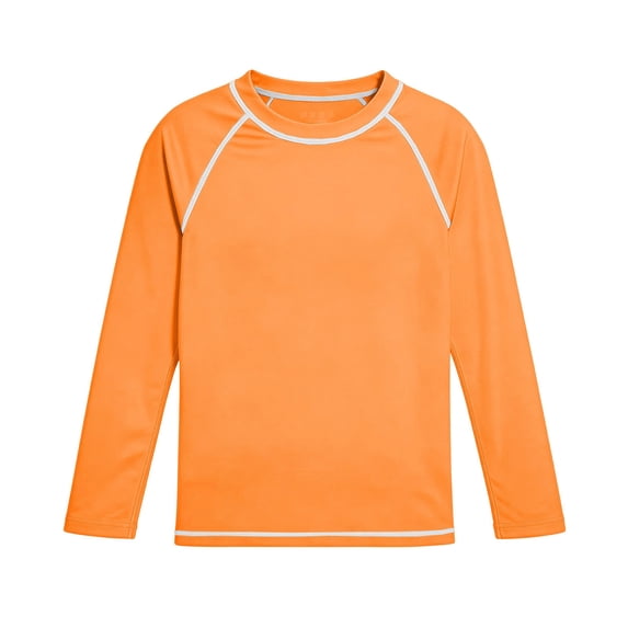 Boys Long Sleeve Swim Tops Sun Protection Quick Dry Swimwear Rashguard Surf Shirt for 3-14 Years