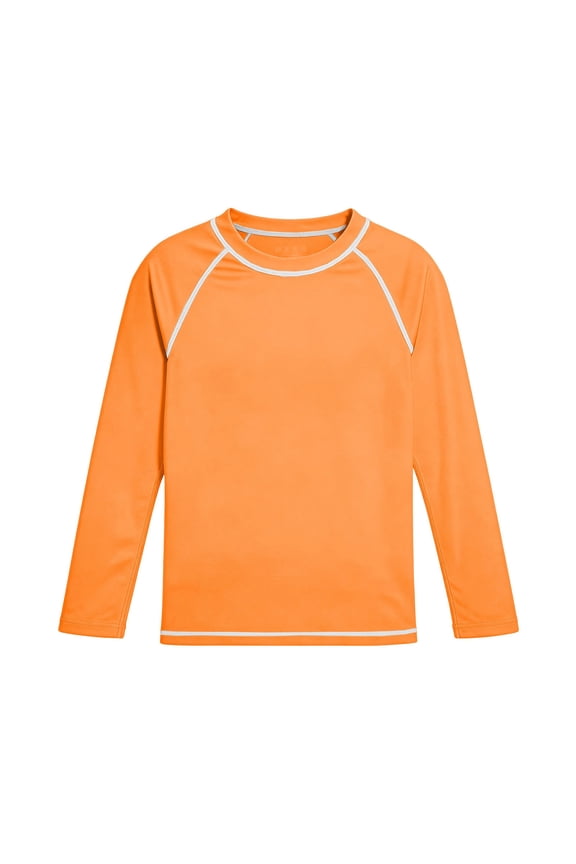 Boys Long Sleeve Swim Tops Sun Protection Quick Dry Swimwear Rashguard Surf Shirt for 3-14 Years