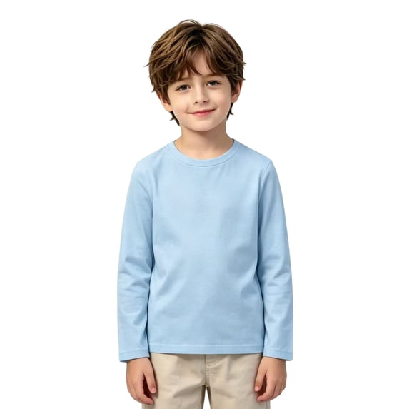Boys Long Sleeve T Shirt Kids Crew Neck Basic Tee Regular Fit School Fall Winter Layering Casual Top