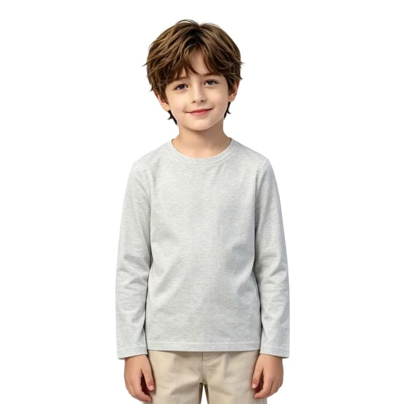 Boys Long Sleeve T Shirt Kids Crew Neck Basic Tee Regular Fit School Fall Winter Layering Casual Top