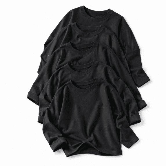 Boys Long Sleeve T Shirts Kids 5 Pack Cotton Crew Neck Tops Soft Toddler Clothes For 3T-12