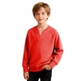 thumbnail image 1 of Boys' Long Sleeve Tops Waffle Knit Spring Fall Clothes Lightweight Casual Henley Plain Pullover Raglan Sweatshirt (5 Years, Red), 1 of 7