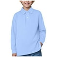 thumbnail image 1 of Boys Long Sleeve Uniform Shirts Boys White Sweater Toddler Girls Boys' School Uniform Long Sleeve Polo Shirt Button Closure Comfortable Breathable Fabric Light Blue 6-7 Years, 1 of 9