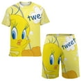 thumbnail image 1 of Boys Looney Tunes Tweety Short Sleeve Mesh T-Shirt And Shorts Outfit Set Summer Clothes Set for Kids, 1 of 7