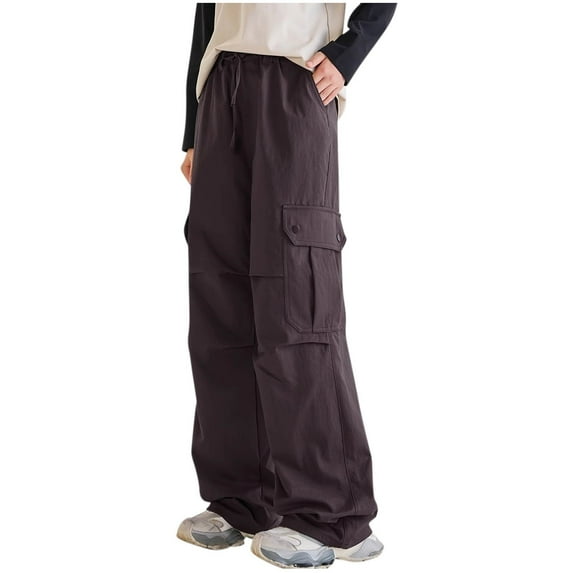 AIEOTT Boys Loose Fashion Hip Hop Style Pockets Cargo Pants Casual Streetwear Parachute Pant, for 5-15 Years