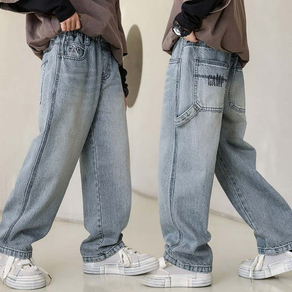 Boys Loose Fit Denim Jeans | Children's Comfortable Casual Trousers | Relaxed Fit Long Pants | 6-16 Years Durable Jeans | Autumn Season Soft Denim Wear(Blue,6-7Years)