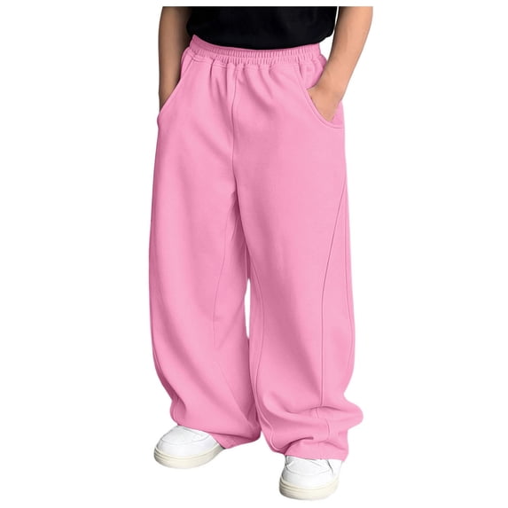 Boys Loose Fit Sweatpants with Deep Side Pockets Comfortable Baggy Pants for Play and Home 4-15Y